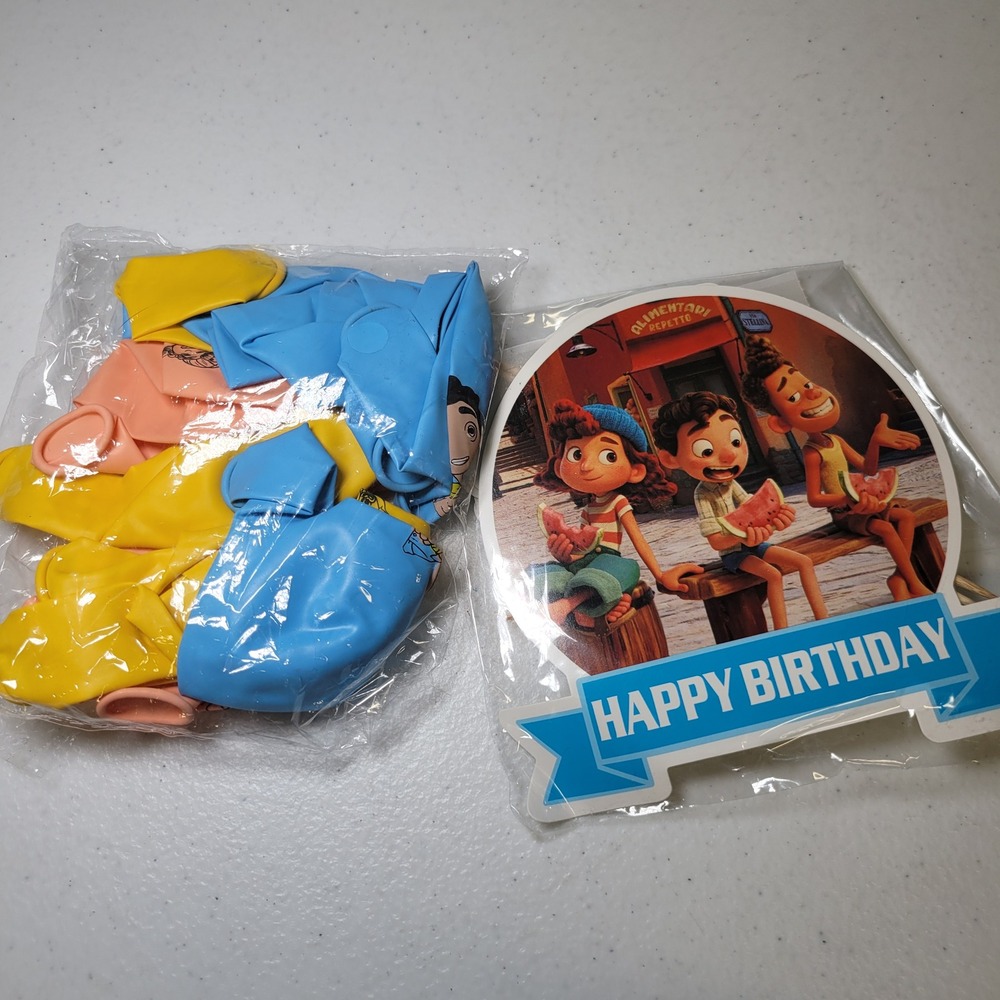 Disney Pixar Luca Birthday Party Supplies Cake Topper Cupcake Balloons Set